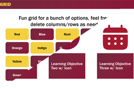 An image combining two slides of the First Year Seminar PowerPoint template, featuring Commonwealth U branding colors.